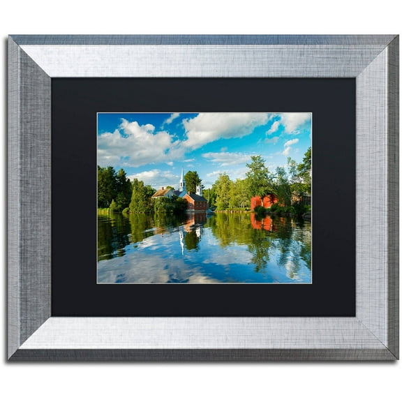 Trademark Fine Art "Old Town Reflection" Canvas Art by Michael Blanchette Photography Black Matte, Silver Frame