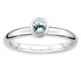 thumbnail image 1 of Sterling Silver Stackable Expressions Low 4mm Round Aquamarine Ring Size 9, 1 of 3