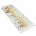 thumbnail image 2 of Abstract Gold Entryway Runner Rug 2x4ft,Modern Minimalist Art White Gray Ripple Washable Woven Living Room Hallway Bedroom Kitchen Carpet with Tassels,Indoor Outdoor Throw Door Mat for Entryway, 2 of 5