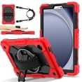 thumbnail image 1 of Funda Resistente a Golpes para Samsung Galaxy Tab A11, Funda Protectora de Silicona + Capa de PC Anti Caída con Asa Giratoria de 360°, Soporte, Correa para el Hombro, Rojo, para Galaxy Tab A11, 1 of 8