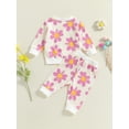 thumbnail image 5 of FEORJGP Little Girl 2 Piece Casual Outfits 6M 12M 18M 2T 3T 4T Toddler Track Suits Long Sleeve Pullovers Flower Print Sweatshirts Crew Neck Tops SweatCute Comfy Daily Clothes for Spring Fall, 5 of 7