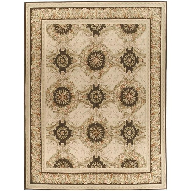 Due Process Stable Trading Aubusson Gueret Pink & Brown Area Rug, 5 x 8 ft.