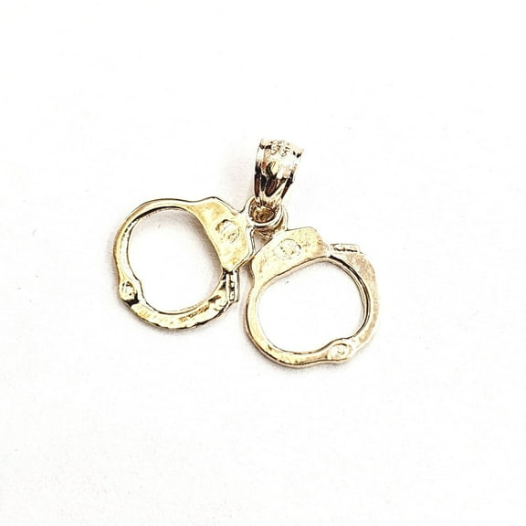 New 14k Yellow Gold 3D handcuffs Pendant charm dangling gift fine jewelry 1.5g