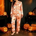 thumbnail image 2 of XIYON Halloween Pajamas Set for Women Pumpkin Ghost Print Long Sleeve Top and Long Pants Sleepwear 2 Piece Nightwear Comfort Loungewear Casual Nightwear, 2 of 4