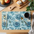 thumbnail image 2 of Blue Rose Placemats Set of 6, Spring Romantic Flower Floral Leaf Plant Watercolor Non-Slip Place Mats Washable Table Mats for Kitchen Dining Table Decorations Indoor/Outdoor, 2 of 9