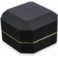thumbnail image 2 of Luxury Ring Box, Square Velvet Wedding Ring Case Jewelry Gift Box with LED Light for Proposal Engagement Wedding, Black, 2 of 5