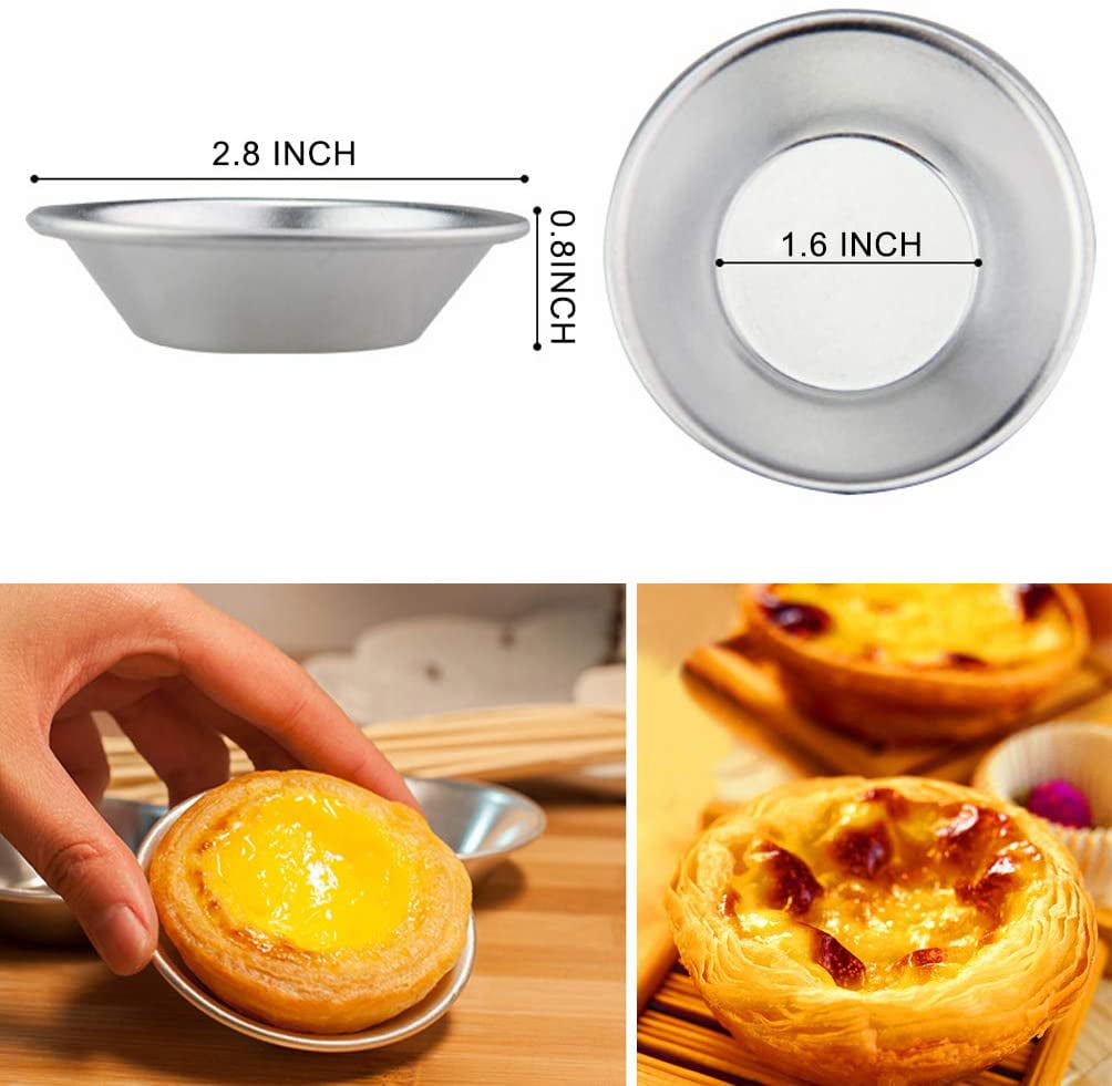 Owlhouse 10PCS Egg Tart Molds Mould Aluminum Alloy Smooth Surface Muffin Cupcake Pans Pudding Mould Baking Tool 