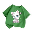 thumbnail image 3 of Girls Shirts Kids Leisure Graphic Round Neck Short Sleeve Tee Summer Casual Girls Tops Green 7 Years-8 Years, 3 of 5