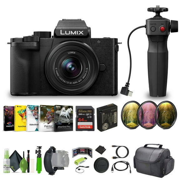 Panasonic Lumix G100D 4K Mirrorless Vlogging Camera for Video, Photography with 12-32mm Lens and Tripod Grip, 20.3MP Micro Four Thirds Pro Bundle