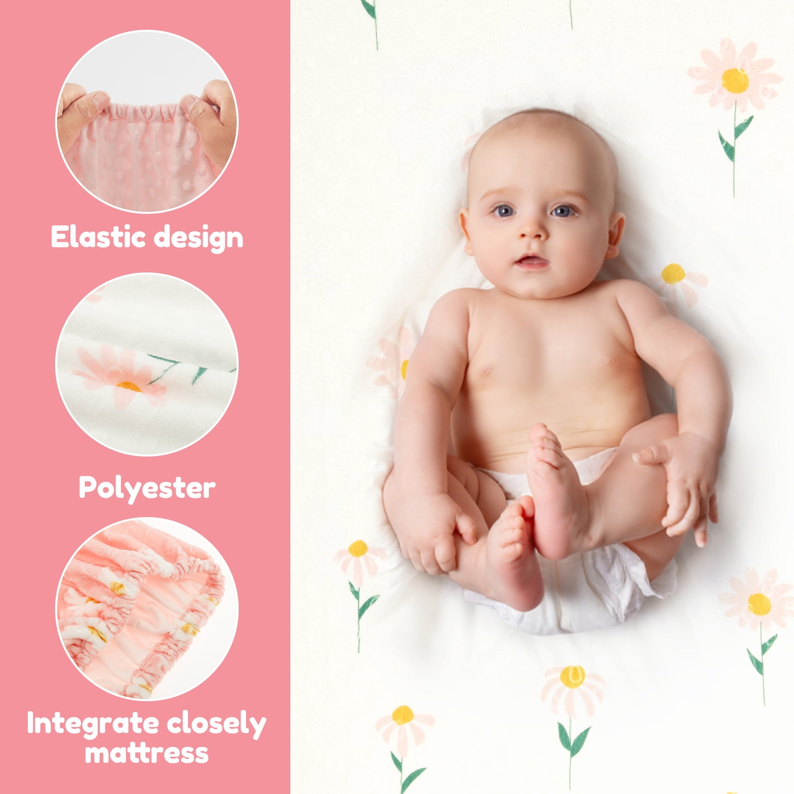 Baby Diaper Pad Cover Comfortable Pretty Changing Table Sheet Set Soft Flexible Baby Changing Pad Cover Kit for Little Girls