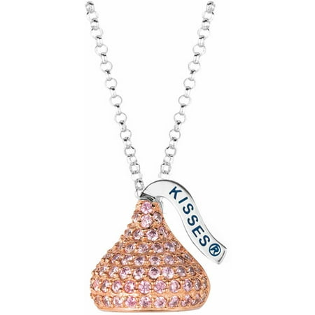 Hershey's Kisses Women's CZ Sterling Silver Medium Flat Back October Pendant, 16 with 2 Extension