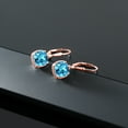 thumbnail image 5 of Gem Stone King 4.60 Ct Cushion Swiss Blue Topaz 18K Rose Gold Plated Silver Earrings, 5 of 5