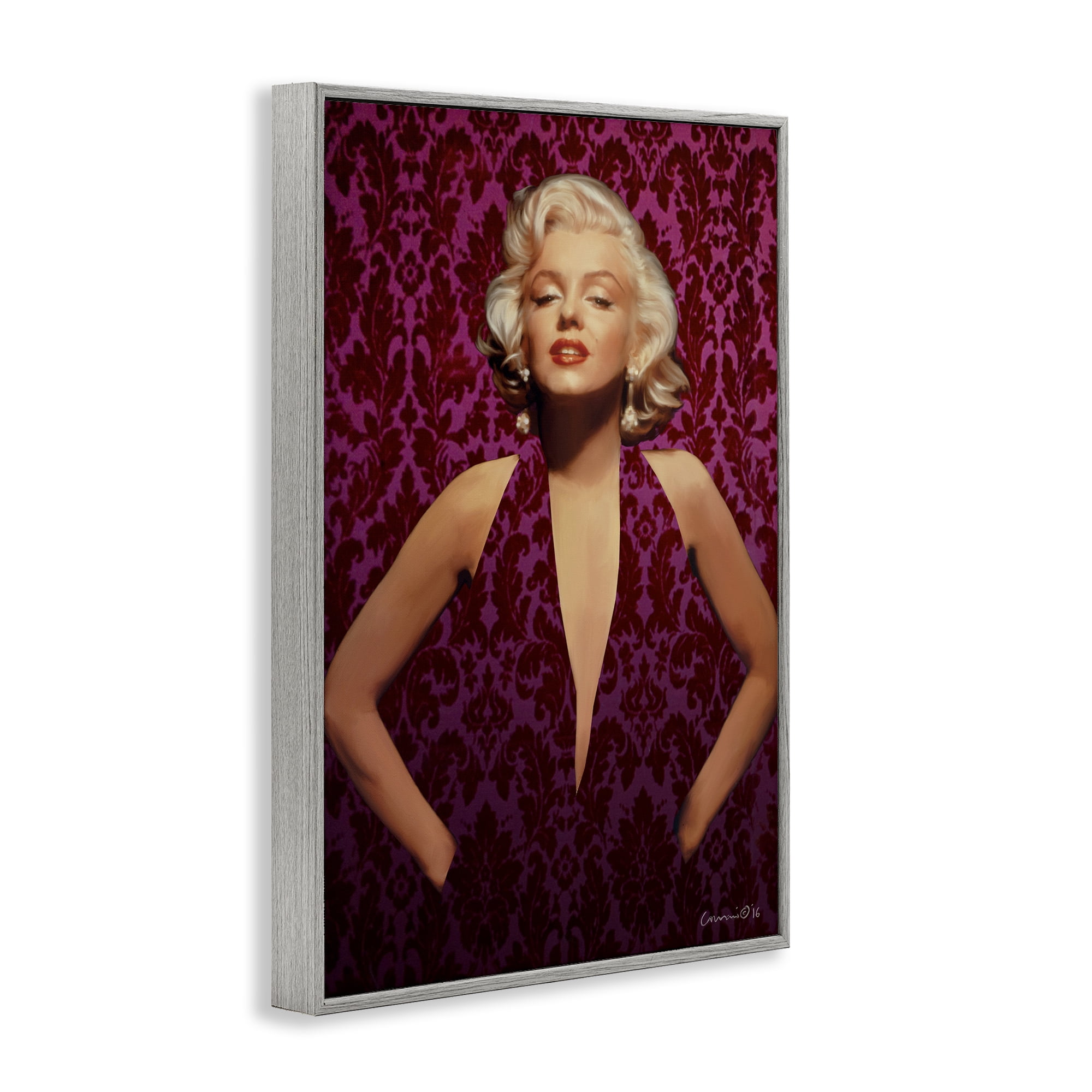 Stupell Industries Victorian Patterned Marilyn Novelty Painting Gray Framed Art Print Wall Art, 20 x 30