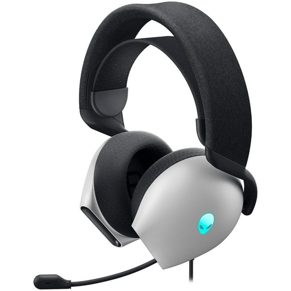 Audifonos Gamer de Diadema ALIENWARE Microfono retractil Dolby Atmos 40KHz RGB USB + Adaptador 3,5 mm Blanco AW520H
