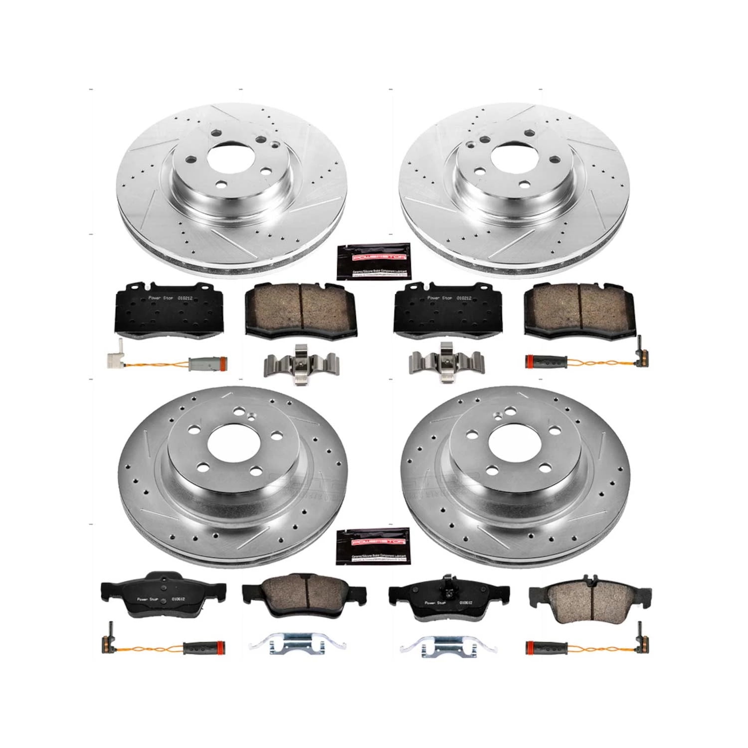 PowerStop Front and Rear Z23 Evolution Sport Carbon-Fiber Ceramic Brake Pad and Drilled & Slotted Rotor Kit Fits: MERCEDES-BENZ Select Models K4522