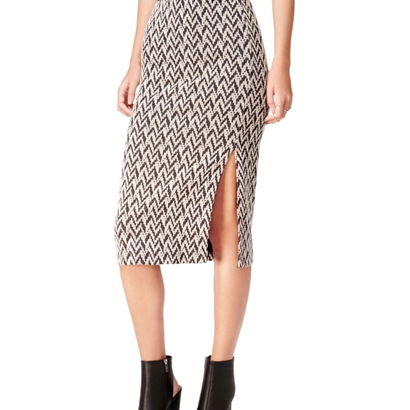 Chelsea Sky Womens Printed Pencil Skirt, Black, X-Small
