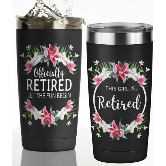 Retirement Gifts for Women Mom Grandma Funny Coworker Farewell Retired Gift Black 20 oz Tumbler Mug