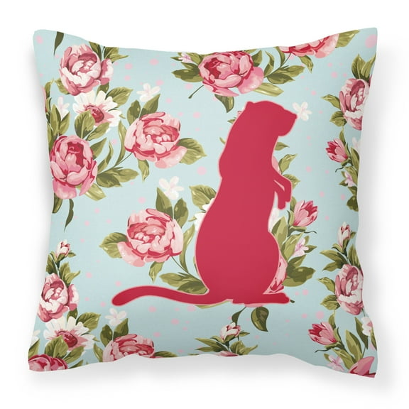 Carolines Treasures Meerkat Shabby Chic Blue Roses Decorative Outdoor Pillow