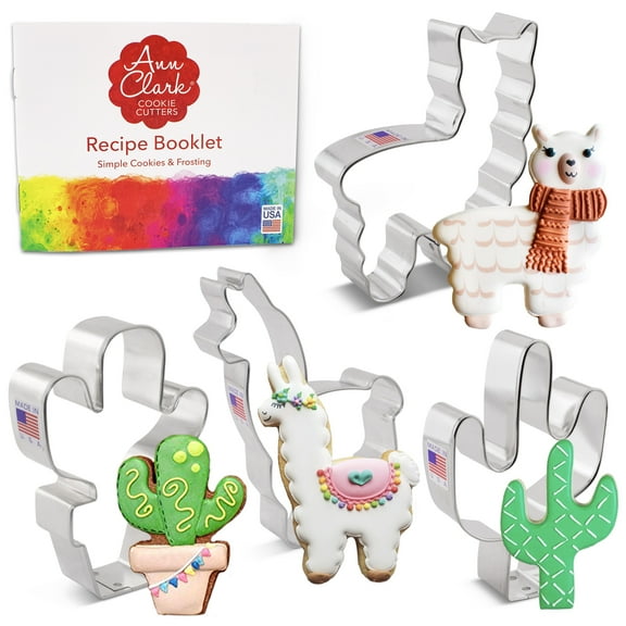 Ann Clark Llama and Cactus Cookie Cutter Set, 4-Piece, Made in USA