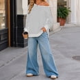 thumbnail image 5 of Tumotour Off The Shoulder Sweatshirts for Women's Plus Size Striped Sport Long Sleeve Pullover Tops Fall Tunic Blouses, 5 of 8
