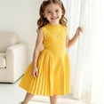 thumbnail image 2 of FYDUU Girls Dress Elegant Pleated A-Line Midi Dresses Sleeveless Formal Party Dress for Girls Round Neck Casual Sundress School Wear 9-10 Years, 2 of 5