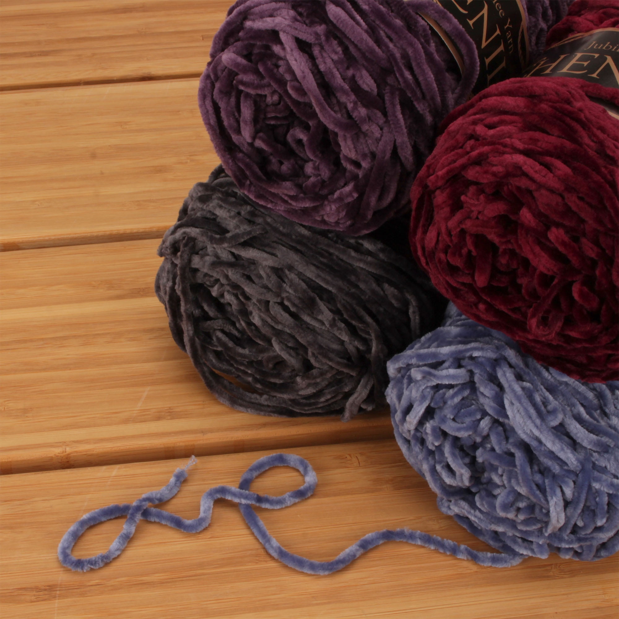 JubileeYarn Chenille Yarn - Worsted Weight Yarn - 100g/skein - Shades of Purple - 4 Skeins