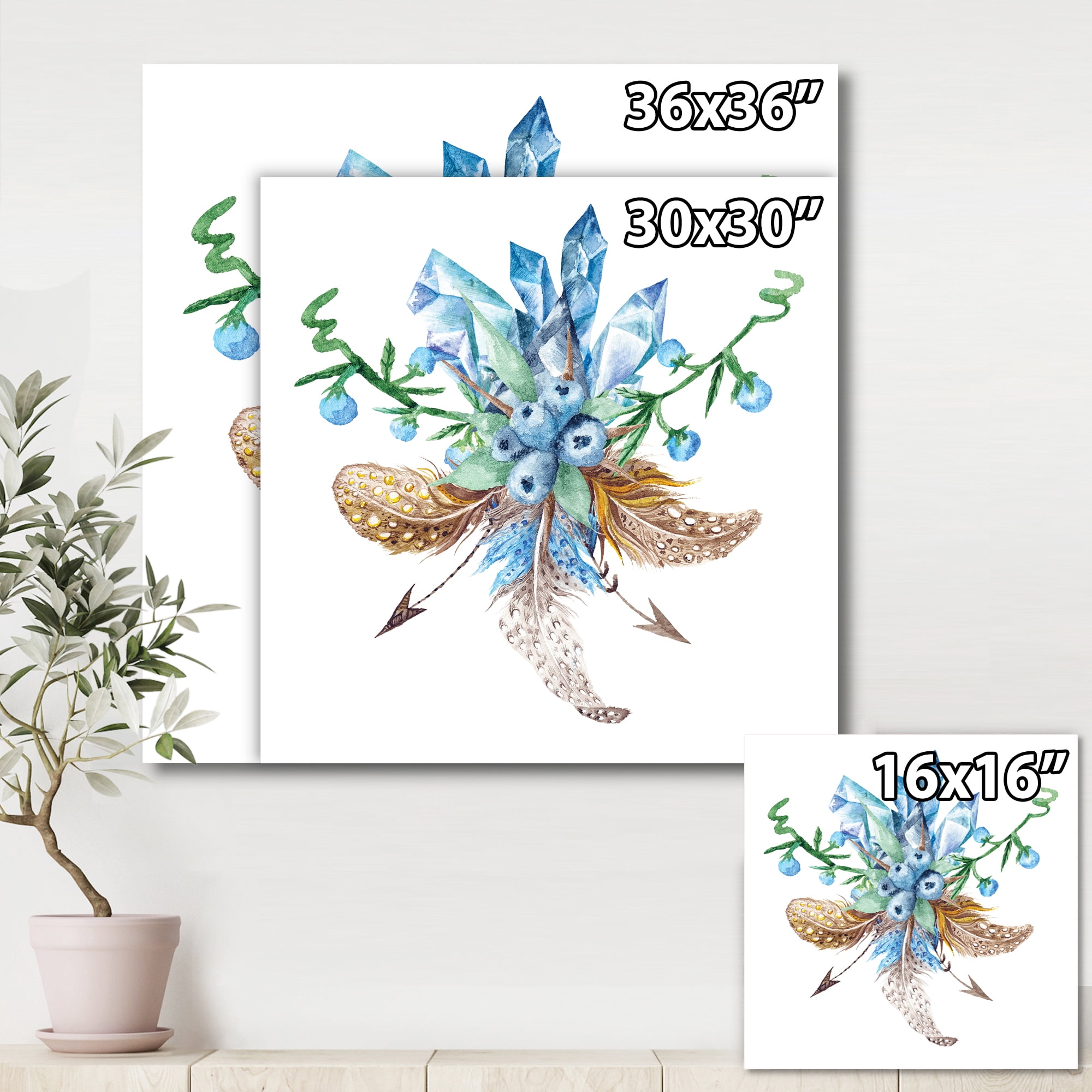 Designart ' Fresh Tribal Vignette Wild Forest Wreath Design On White I ' Traditional Canvas Wall Art Print