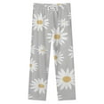 thumbnail image 4 of Daisy Floral Print Winter Female Pants Flannel High Waist Women Pants Lady Warm Straight Leg Plush Trousers, 4 of 7
