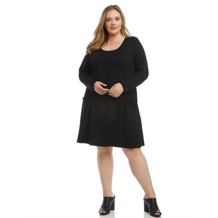 Karen Kane Women's Black Plus Size Pocket Dress, 3X