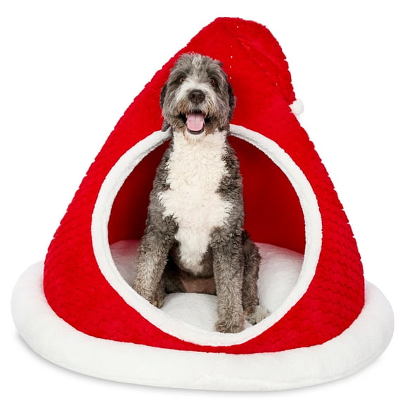 Vibrant Life Santa's Hat Extra Large Holiday Pet Bed, Red and White, 46" x 38" x 46"