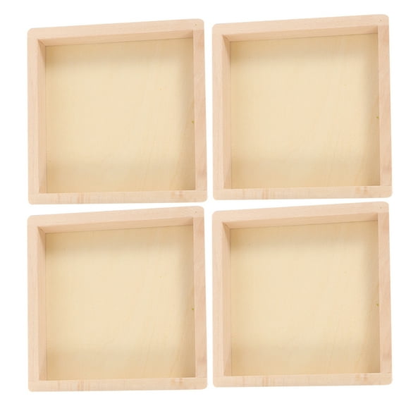 NICEXMAS 4Pcs Wooden Puzzle Toy Trays Square Tray For Portable Use And Children