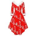 thumbnail image 4 of Christmas Dresses for Women Women's Fashion V-Neck Casual Slim Fit Christmas Print Furry Party Long Sleeve Dress for Festive Occasion,Vermilion,M, 4 of 4