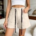 thumbnail image 2 of Womens Summer Loose Casual Shorts Drawstring High Waisted Denim Shorts Multi Pocket, 2 of 4