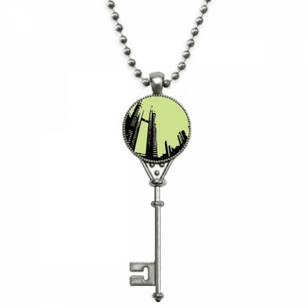 malaysia petronas twin towers pendant vintage necklsilver key jewelry