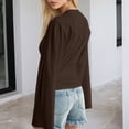 thumbnail image 6 of Tops for Women Trendy Solid Wide Sleeve Waist Cinching Sexy Round Neck Plus Size Tops, 6 of 9