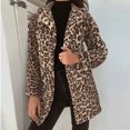 thumbnail image 3 of Homenesgenics Jackets for Women Plus Size in Women's Leopard Faux-Fur Imitation Lapel Long Sleeve Coat Outwear Coat Jacket Brown M, 3 of 9