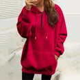 thumbnail image 3 of Yokua Women's Oversized Hooded Quarter Zip Long Sleeve Sweatshirt Fashion Solid Color Pullover, 3 of 9