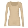 thumbnail image 7 of Resicozy Womens Long Sleeve Square Neck Ribbed Fitted Casual Tops Tee Slim Fashion Solid Color Basic Shirts Beige M, 7 of 7