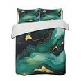 thumbnail image 2 of Teal Marble Full Size Down Alternative Comforter, Lightweight Comforter Quilt Bedding Set with Pillow Shams Modern Green Golden Abstract Ombre Texture All Seasons Bed Comforter Duvet Insert 78"x90", 2 of 7