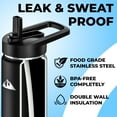 thumbnail image 6 of Insulated Stainless Steel Water Bottle with Straw and Flip Top Lid, Fits Cup Holder, Double Walled Vacuum Sealed, Leak and Sweat Proof Black 24oz, 6 of 8