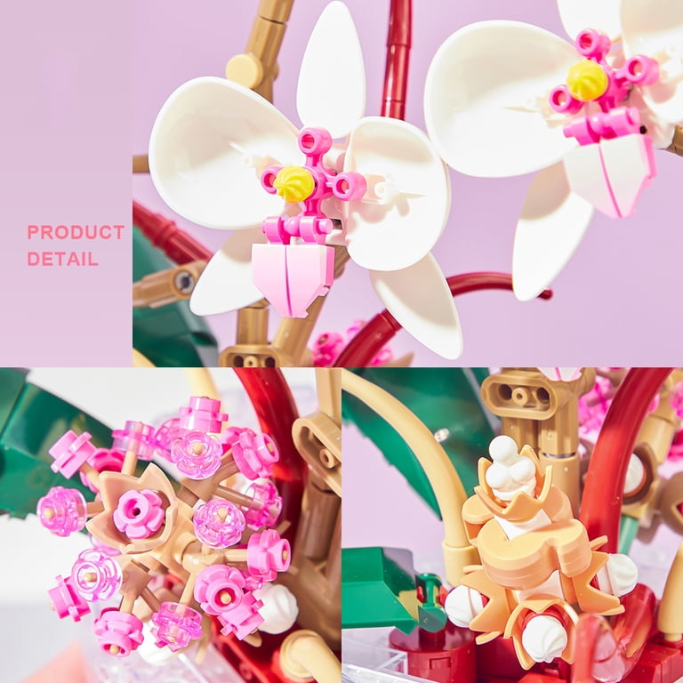 GZBrick Orchid Flowers Bouquet Building Sets with Coffee Cup Vase