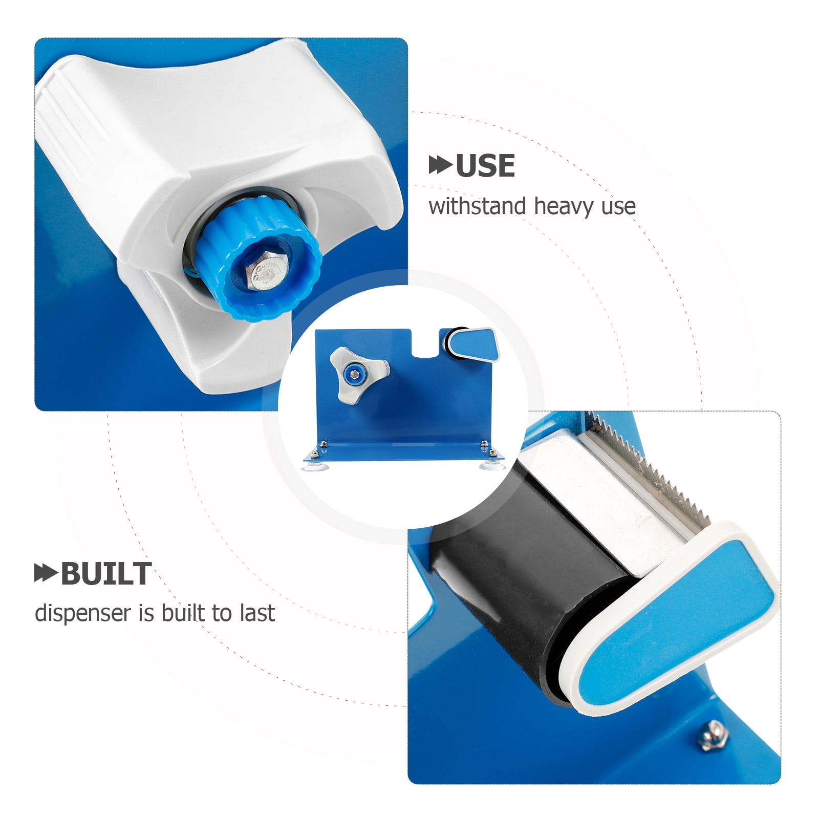 TABLZONE Desktop Tape Dispenser Blue with Versatile Mounting Options and Heavy Duty Iron Build for Office and Home