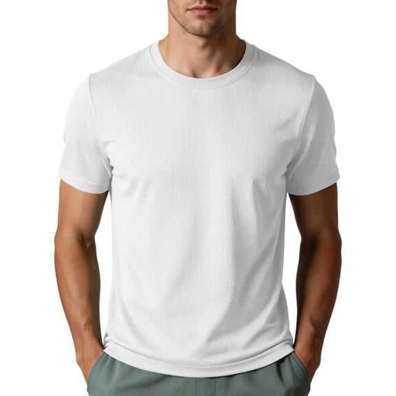 Enjoytime Athletic Shirts for Men Short Sleeve Crew Neck Basic Tee Tops Lightweight Gym Workout Shirt