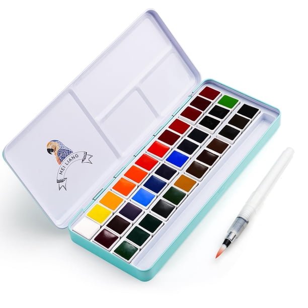 Meiliang Juego De Pintura De Acuarela, 36 Colores Vivos En Caja De Bolsillo Con Anillo De Metal Y Pincel De Acuarela, Perfecto Para Estudiantes Principiantes Y Más