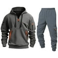 thumbnail image 3 of MLQIDK Mens Workout Gym 2 Piece Set Winter Sweatsuits Fleece Hoodie and Cargo Sweatpants Big and Tall Athletic Casual Tracksuits Jogging Sweat Suits Lounge Outfit Navy 3XL, 3 of 5
