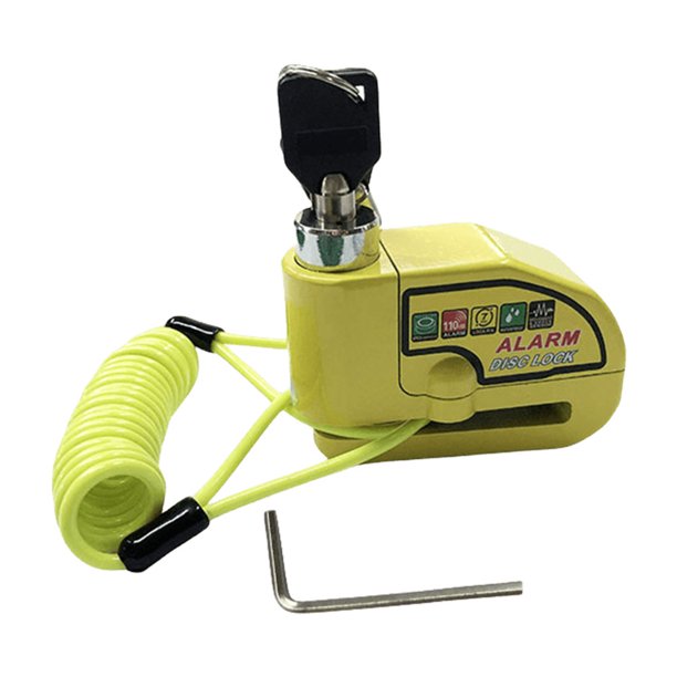 Juego de candados de disco con alarma de 110 DB con llaves de cable recordatorio para motocicletas/bicicletas/scooter