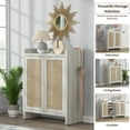 thumbnail image 3 of Surmoby 32.4" W Farmhouse Shoe Cabinet with 2 Doors, Boho Shoe Storage Cabinet with 6 Adjustable Shelves & Spacious Countertop for Hallway Living Room Entryway- White Oak, 3 of 8