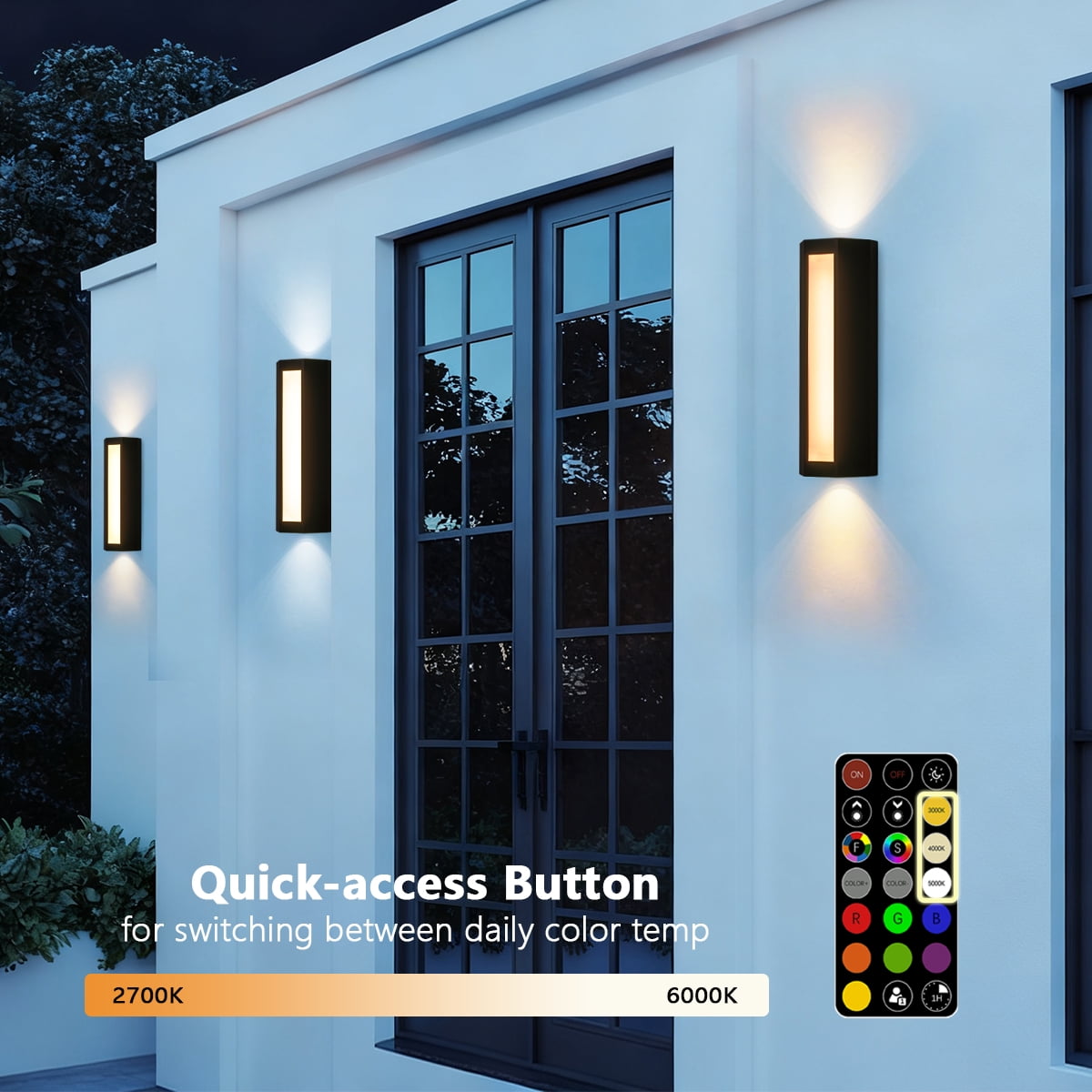 11.8" RGB Outdoor LED Wall Sconce Set of 2, 10W