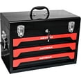 thumbnail image 4 of 20" Portable 3 Drawer Steel Toolbox, 4 Layers of Tools with Metal Latches, with Top Storage Tray and Carrying Handle, Multi-Function Tool Storage for Garage, Home,or Workbench, 4 of 7