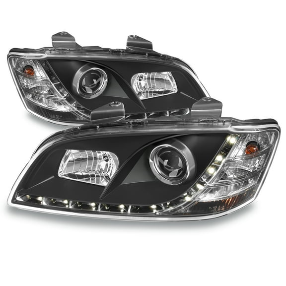 AKKON - For Pontiac G8 Black Bezel DRL Daylight LED Projector Replacement Headlights Front Lamps Left/Right Pair